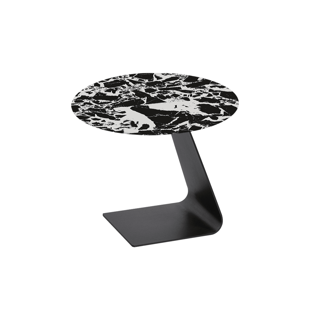 BAILEY Side Table - Mix & Match Marble Top with Black Coloured Steel Base(600mm)