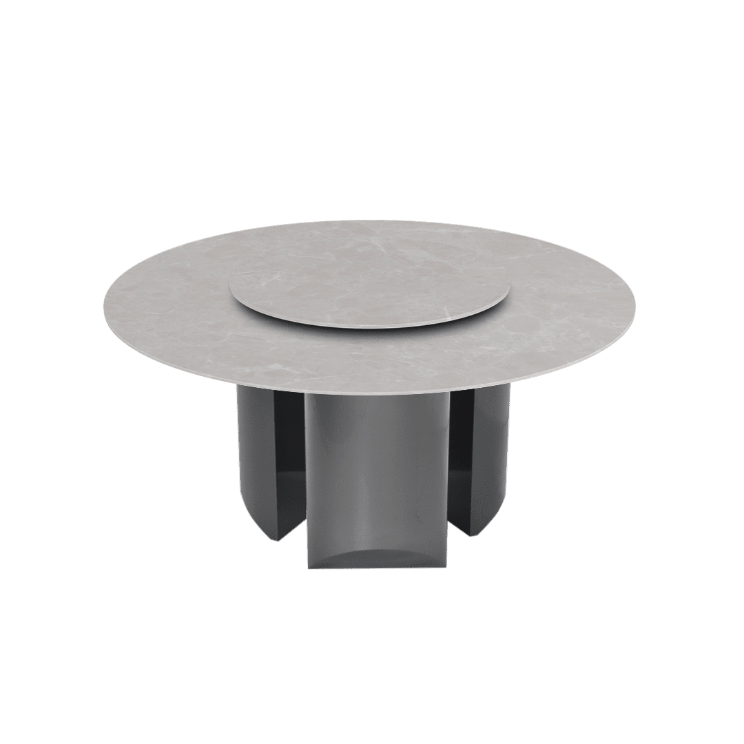 Modern Round Marble Dining Table with Noa Black Titanium Hairline Finish Stainless Steel Base (Ø1.5m)