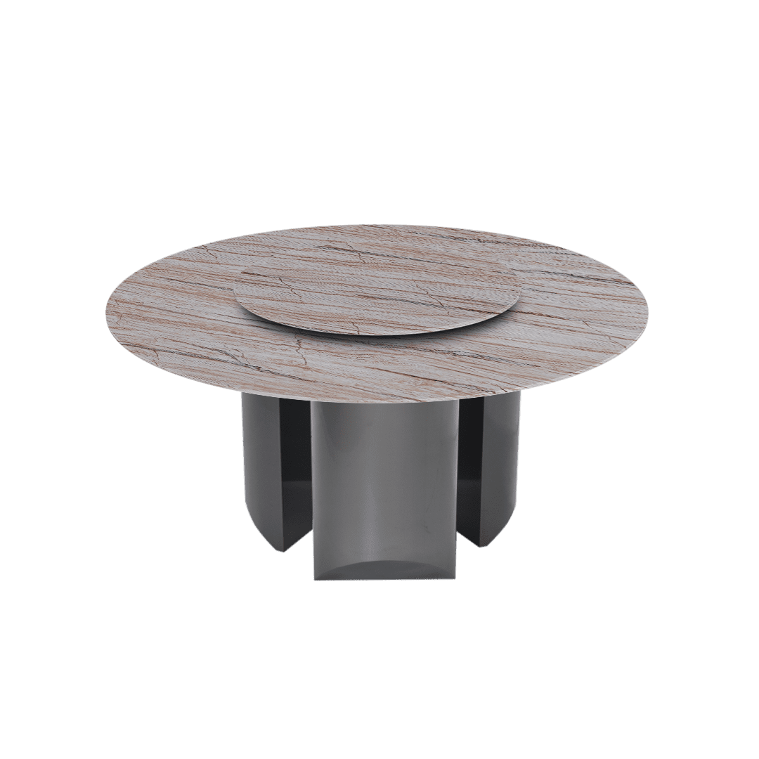 Modern Round Marble Dining Table with Noa Black Titanium Hairline Finish Stainless Steel Base (Ø1.5m)