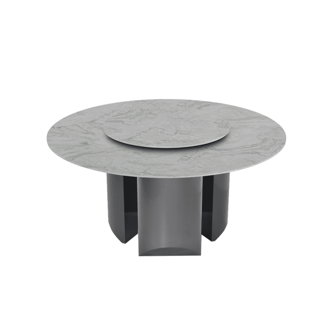 Modern Round Marble Dining Table with Noa Black Titanium Hairline Finish Stainless Steel Base (Ø1.5m)