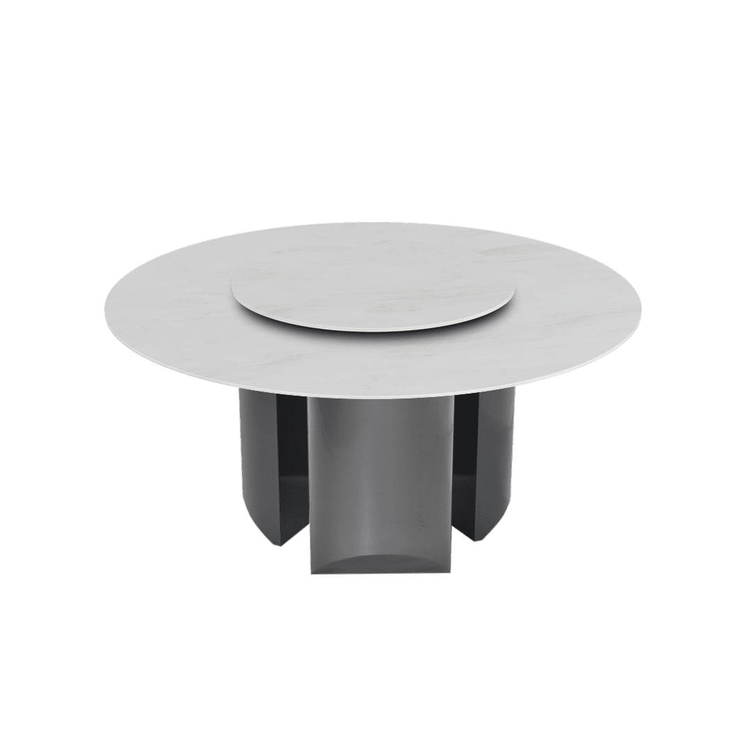 Modern Round Marble Dining Table with Noa Black Titanium Hairline Finish Stainless Steel Base (Ø1.5m)