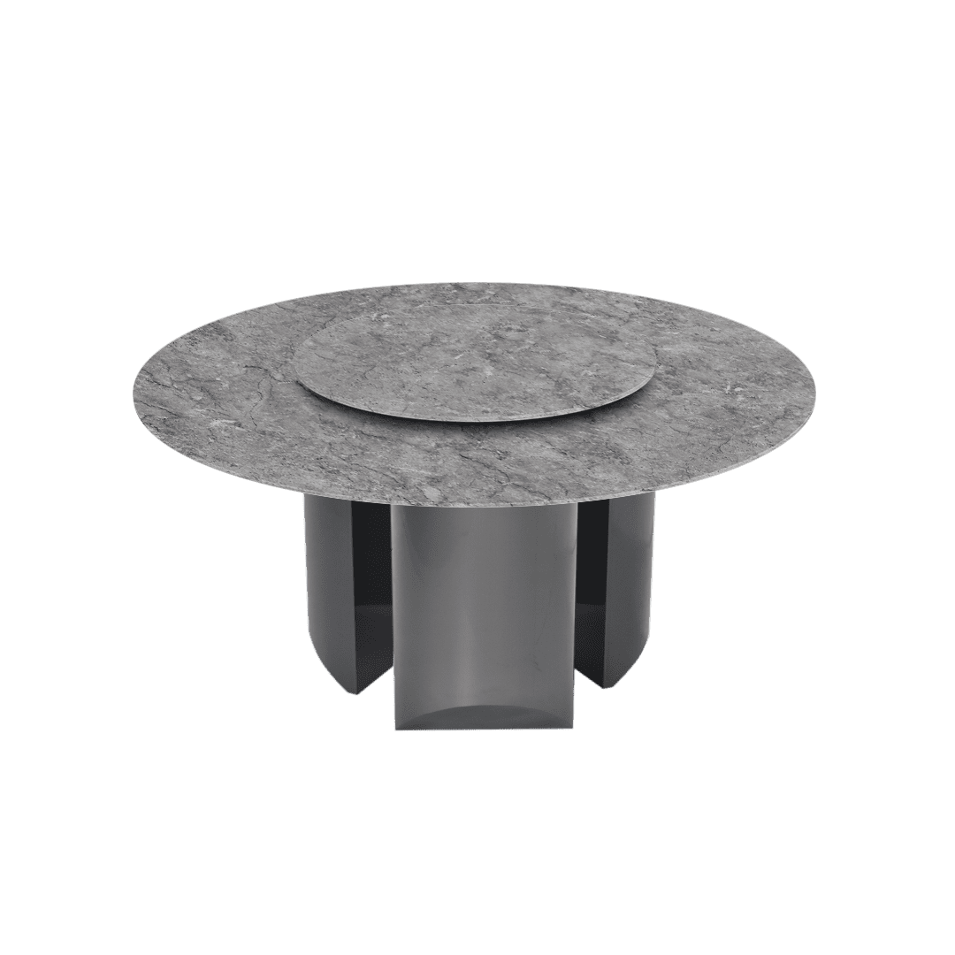 Modern Round Marble Dining Table with Noa Black Titanium Hairline Finish Stainless Steel Base (Ø1.5m)
