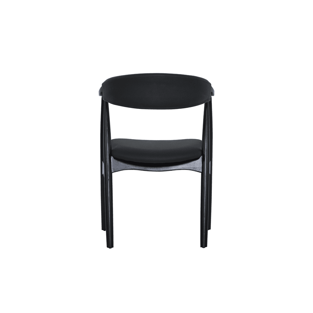 KAZUKO BLACK - Solid Ash Wood Dining Chair with Armrest