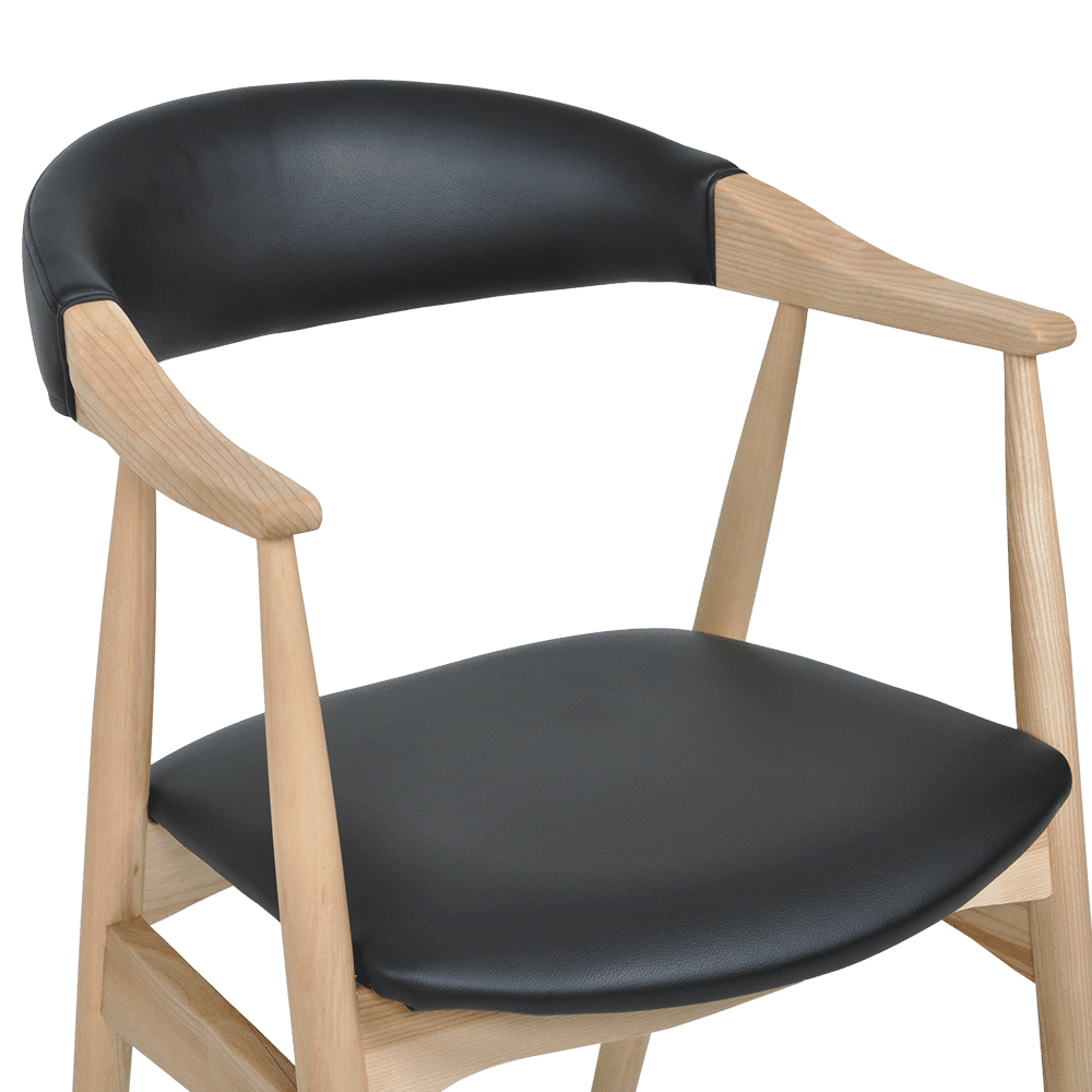 KAZUKO - Solid Ash Wood Dining Chair with Armrest