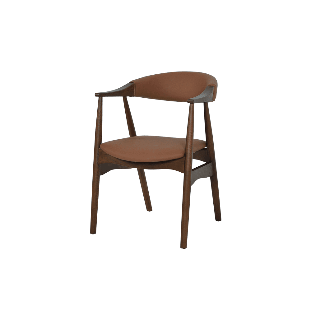 KAZUKO WALNUT - Solid Ash Wood Dining Chair with Armrest