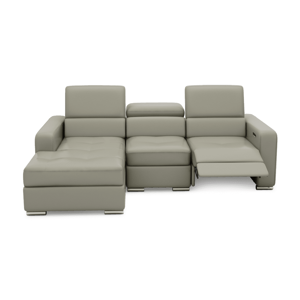 KELBY – Modular Leather Sofa with Extendable Seat & Motorised Incliner (L-Shaped)