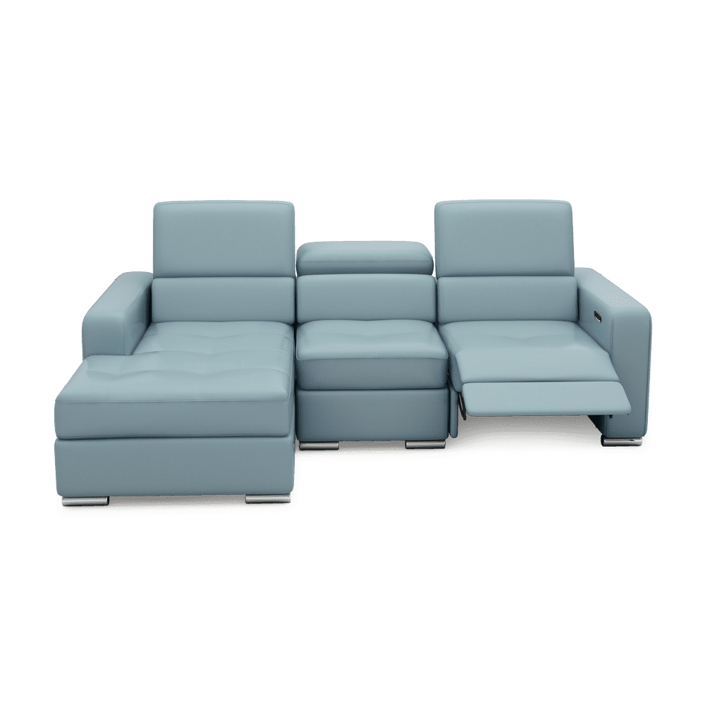 KELBY – Modular Leather Sofa with Extendable Seat & Motorised Incliner (L-Shaped)