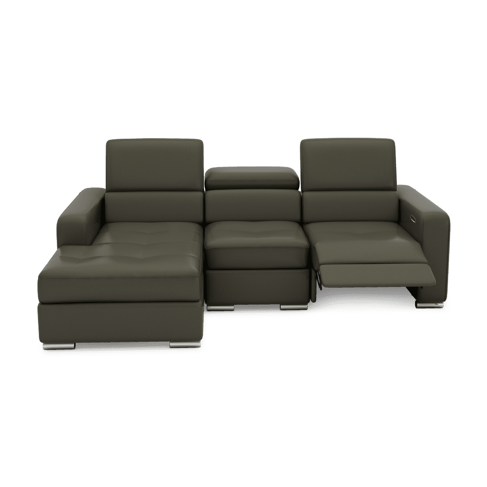 KELBY – Modular Leather Sofa with Extendable Seat & Motorised Incliner (L-Shaped)