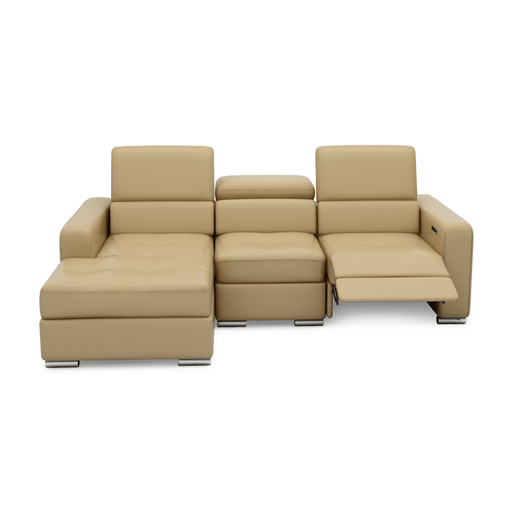 KELBY – Modular Leather Sofa with Extendable Seat & Motorised Incliner (L-Shaped)