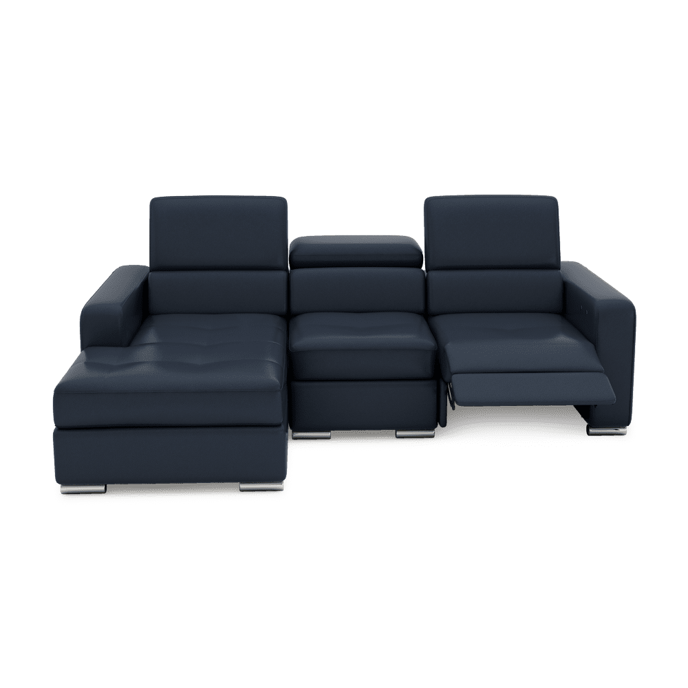 KELBY – Modular Leather Sofa with Extendable Seat & Motorised Incliner (L-Shaped)