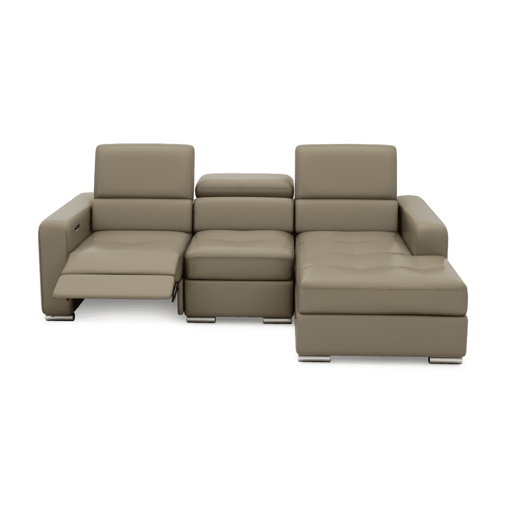 KELBY – Modular Leather Sofa with Extendable Seat & Motorised Incliner (L-Shaped)