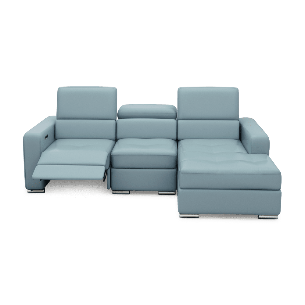 KELBY – Modular Leather Sofa with Extendable Seat & Motorised Incliner (L-Shaped)