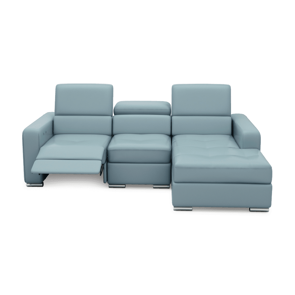 KELBY – Modular Leather Sofa with Extendable Seat & Motorised Incliner (L-Shaped)