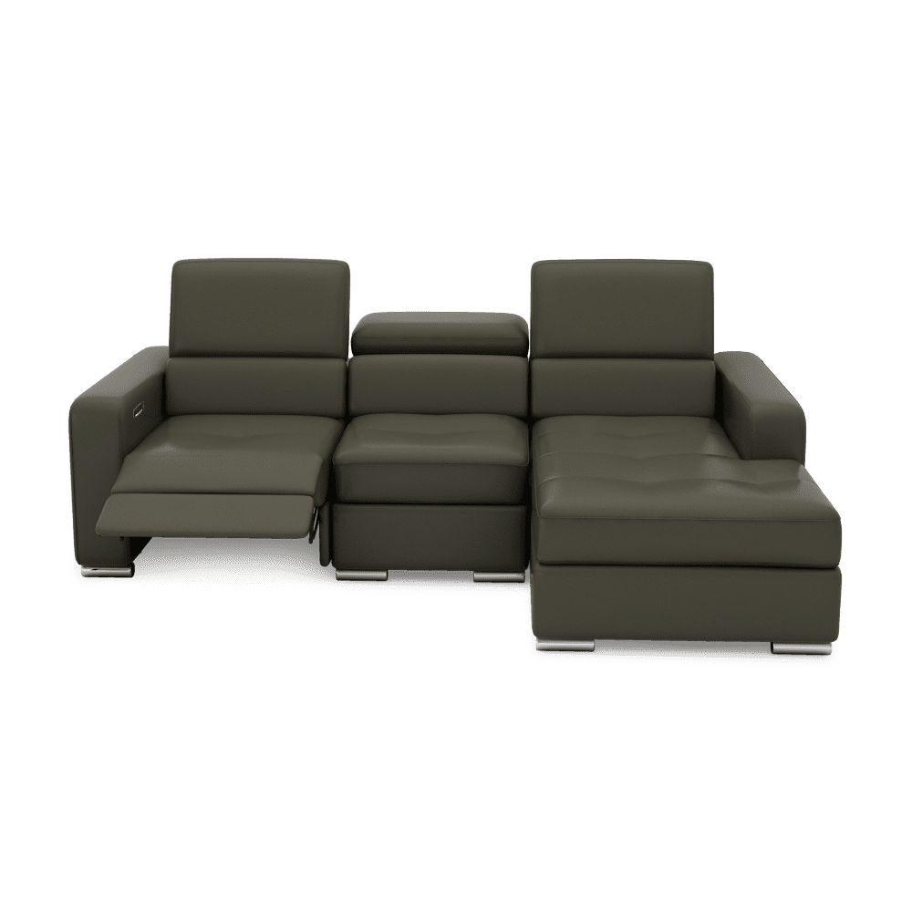 KELBY – Modular Leather Sofa with Extendable Seat & Motorised Incliner (L-Shaped)