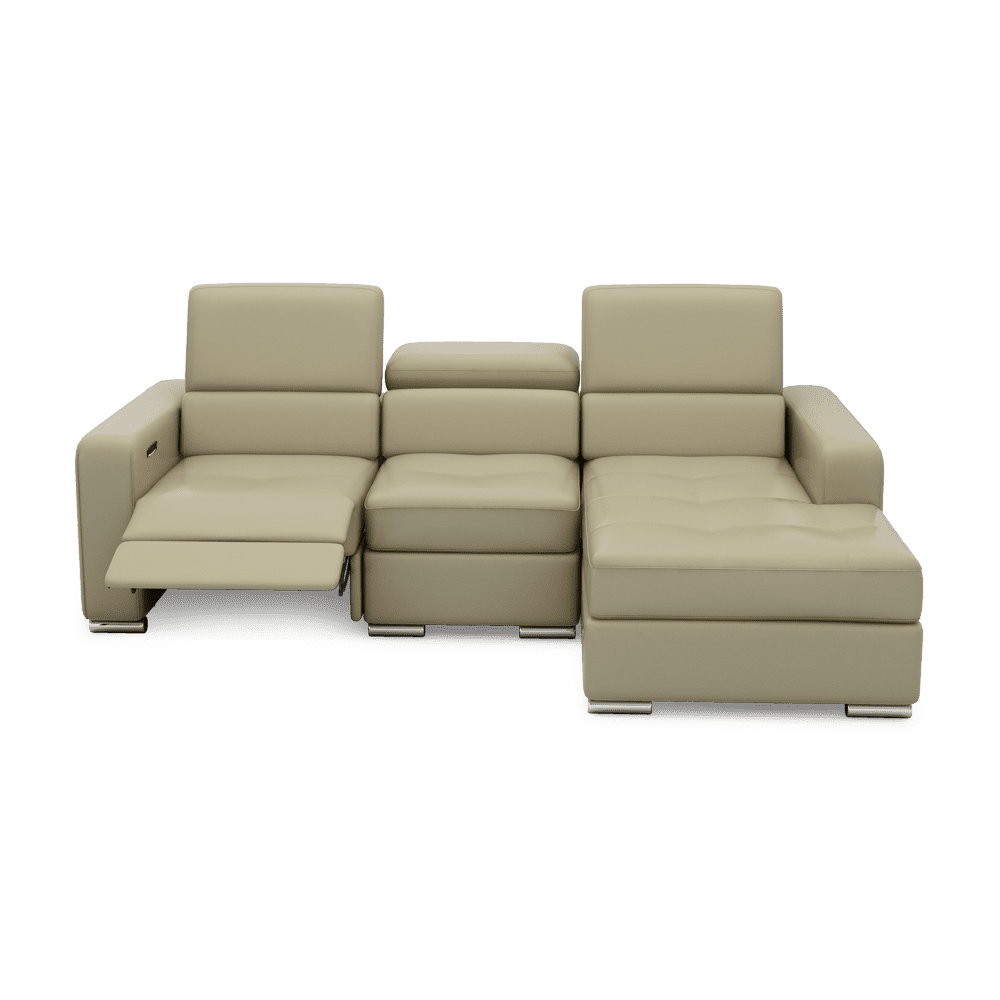 KELBY – Modular Leather Sofa with Extendable Seat & Motorised Incliner (L-Shaped)