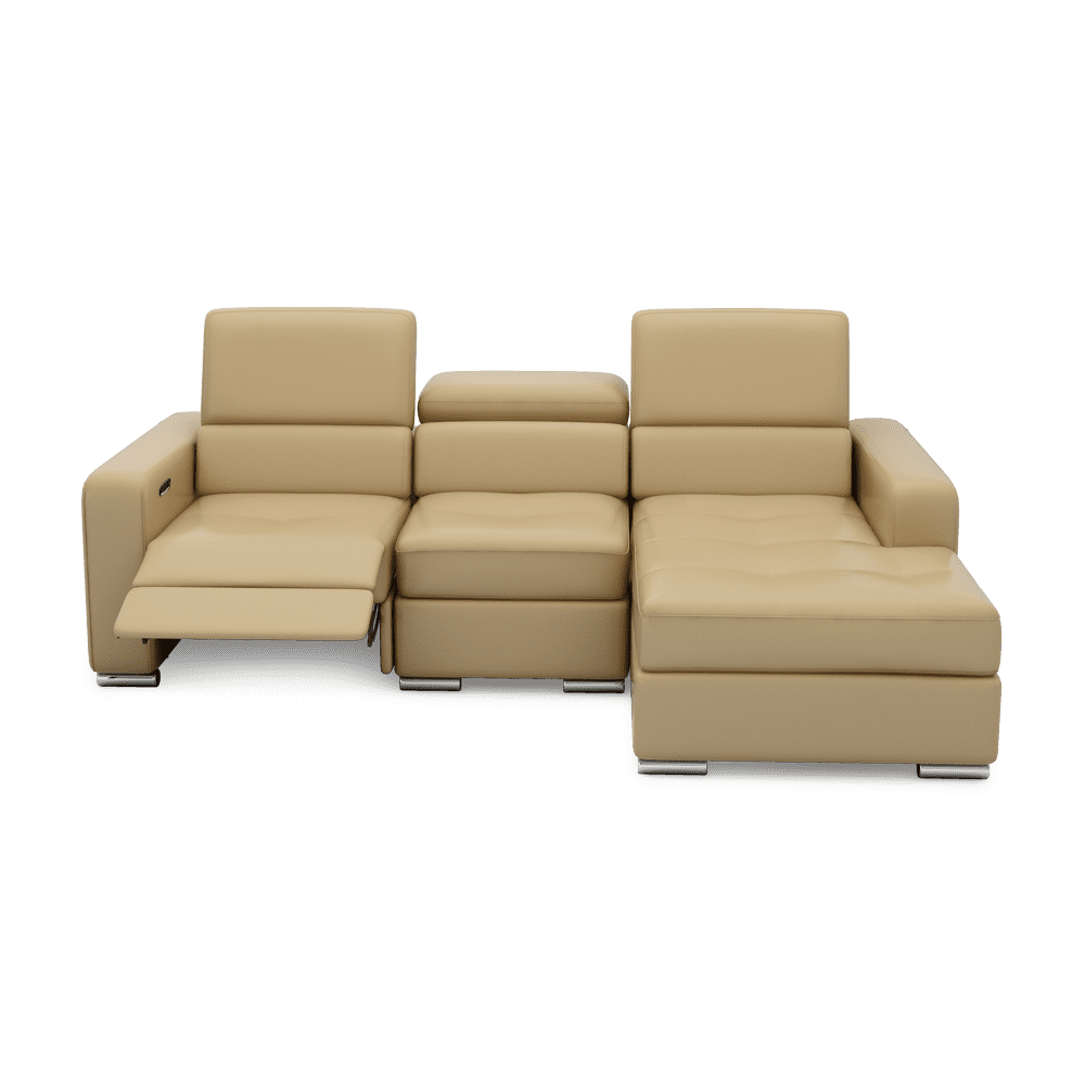 KELBY – Modular Leather Sofa with Extendable Seat & Motorised Incliner (L-Shaped)