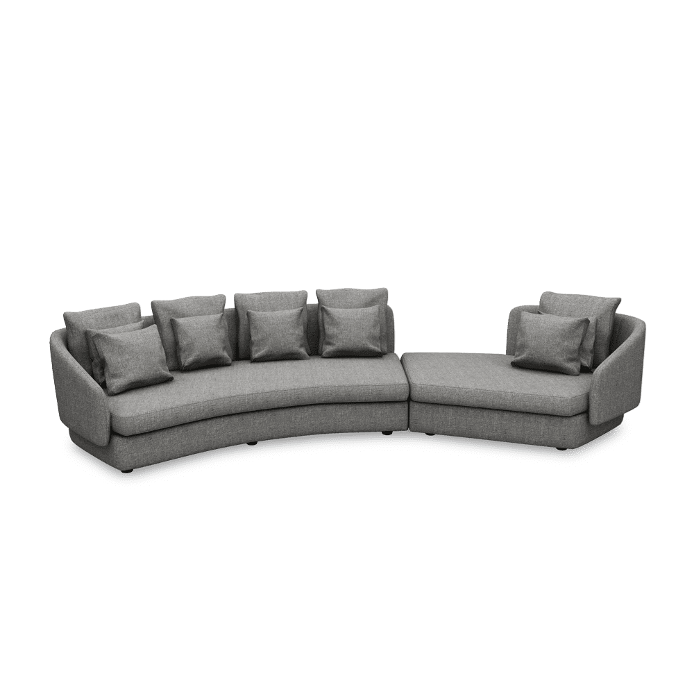 SHUBAR – Curved Sofa with Loose Cushions & Pillows