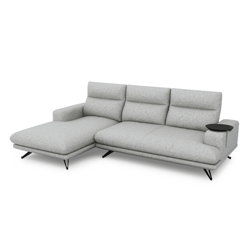 GAVORA – Push-Back Fabric Sofa with Adjustable Backrest (L-Shaped-Left)