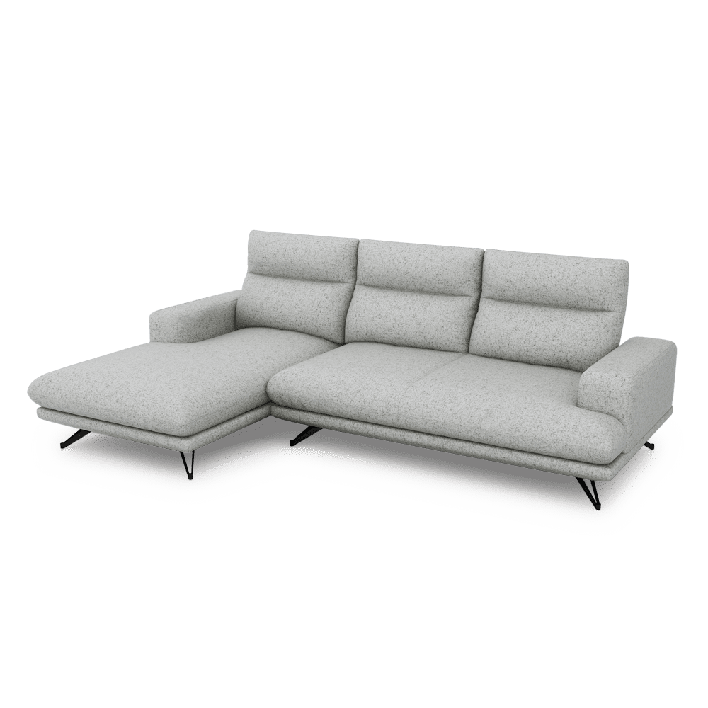 GAVORA – Push-Back Fabric Sofa with Adjustable Backrest (L-Shaped-Left)