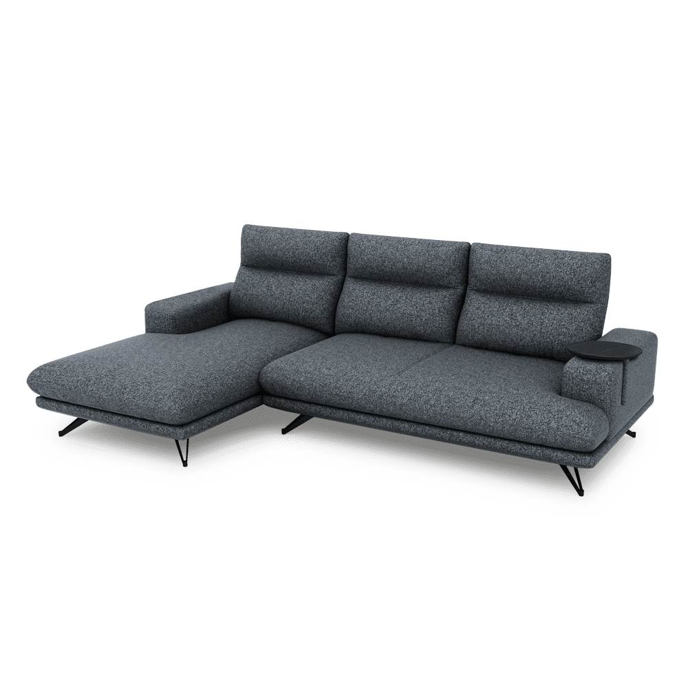 GAVORA – Push-Back Fabric Sofa with Adjustable Backrest (L-Shaped-Left)