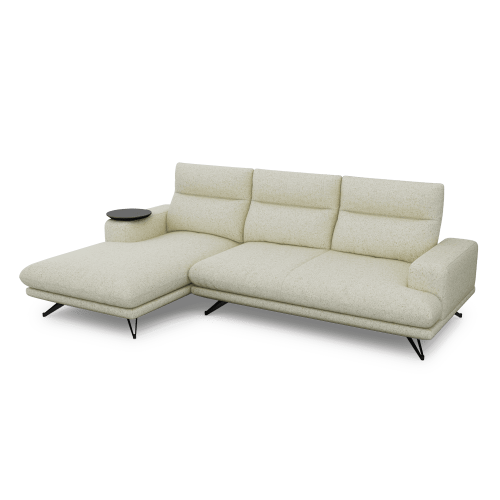 GAVORA – Push-Back Fabric Sofa with Adjustable Backrest (L-Shaped-Left)