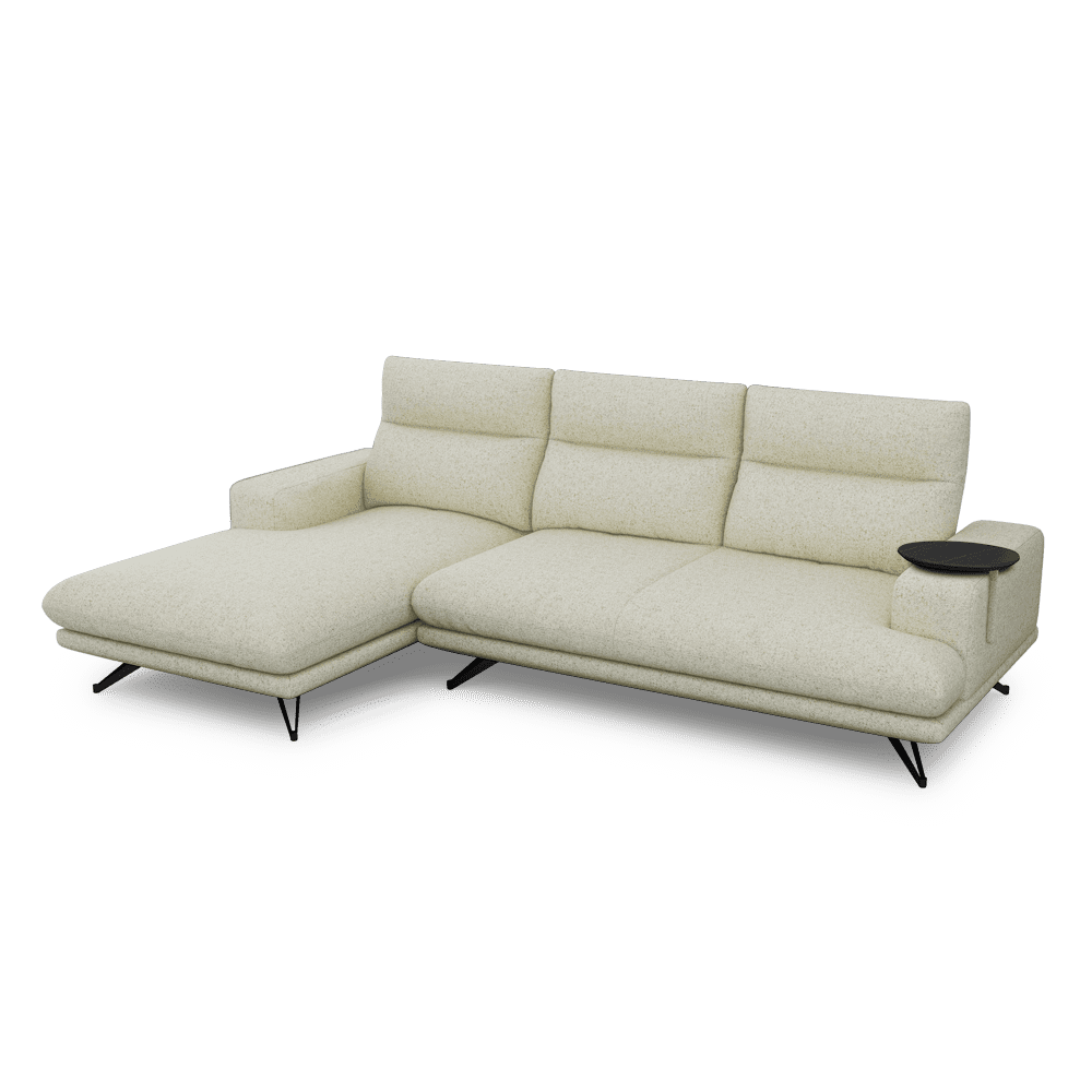 GAVORA – Push-Back Fabric Sofa with Adjustable Backrest (L-Shaped-Left)
