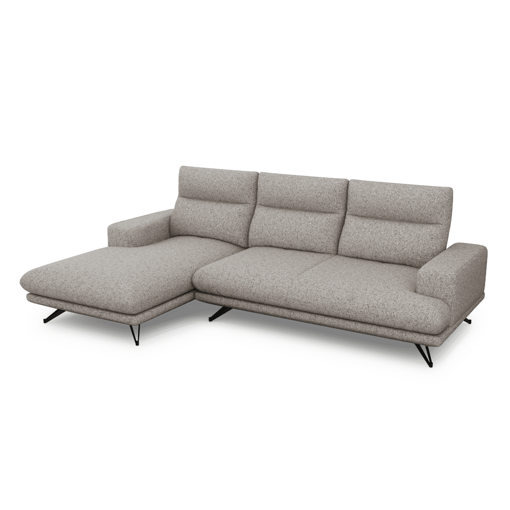 GAVORA – Push-Back Fabric Sofa with Adjustable Backrest (L-Shaped-Left)