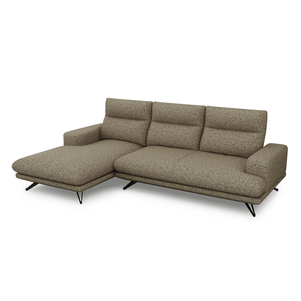 GAVORA – Push-Back Fabric Sofa with Adjustable Backrest (L-Shaped-Left)
