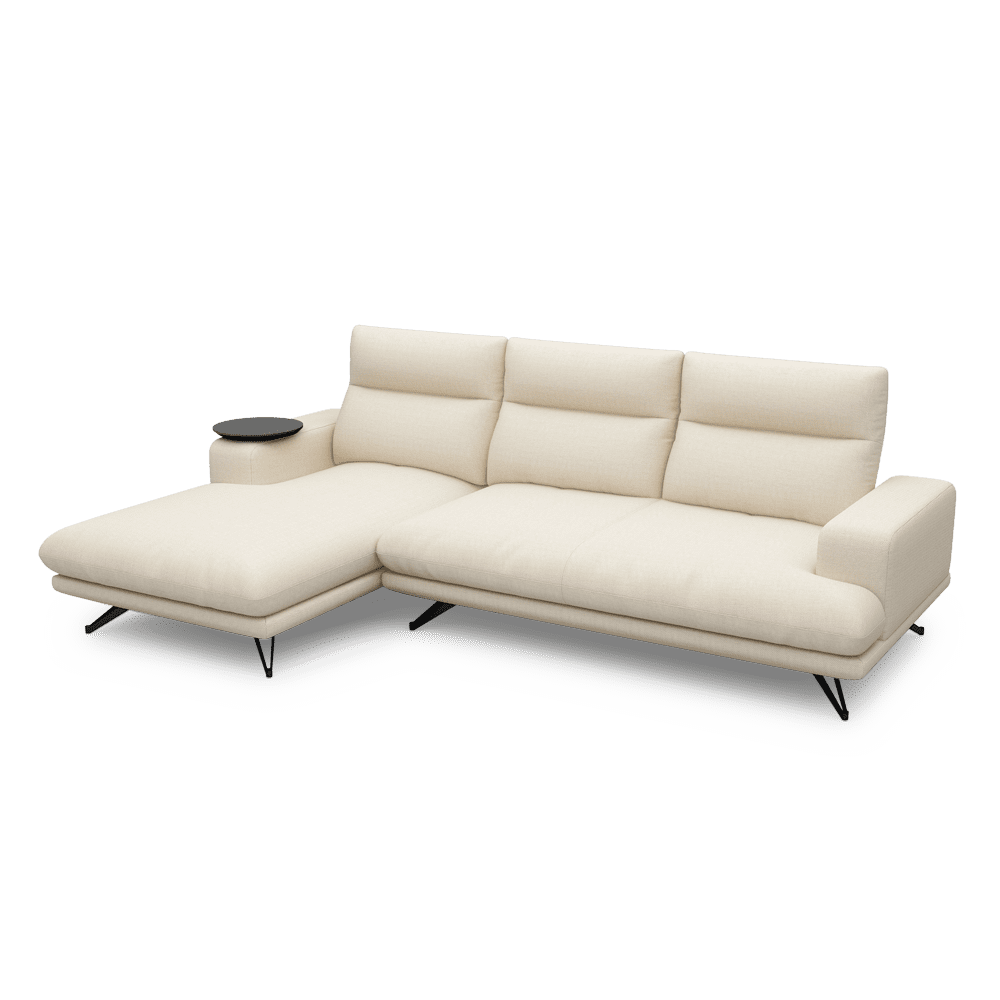 GAVORA – Push-Back Fabric Sofa with Adjustable Backrest (L-Shaped-Left)