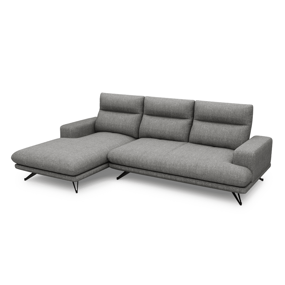 GAVORA – Push-Back Fabric Sofa with Adjustable Backrest (L-Shaped-Left)