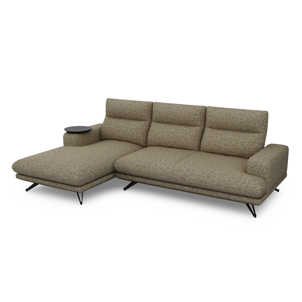 GAVORA – Push-Back Fabric Sofa with Adjustable Backrest (L-Shaped-Left)