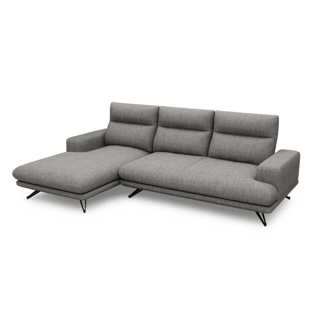 GAVORA – Push-Back Fabric Sofa with Adjustable Backrest (L-Shaped-Left)
