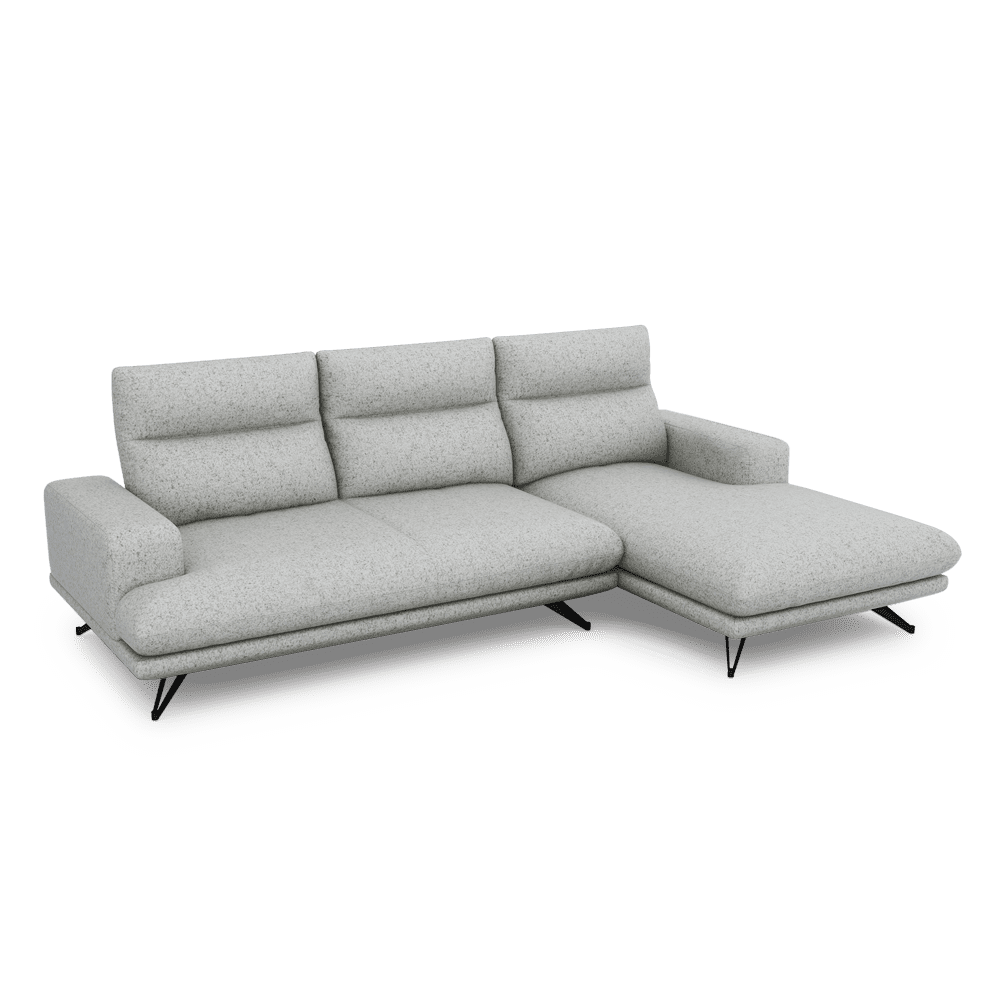 GAVORA – Push-Back Fabric Sofa with Adjustable Backrest (L-Shaped-Right)