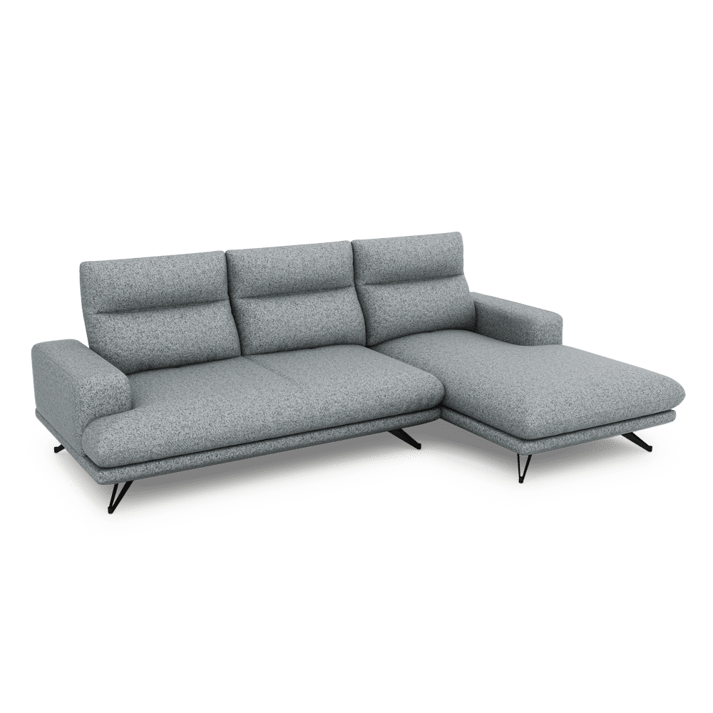 GAVORA – Push-Back Fabric Sofa with Adjustable Backrest (L-Shaped-Right)