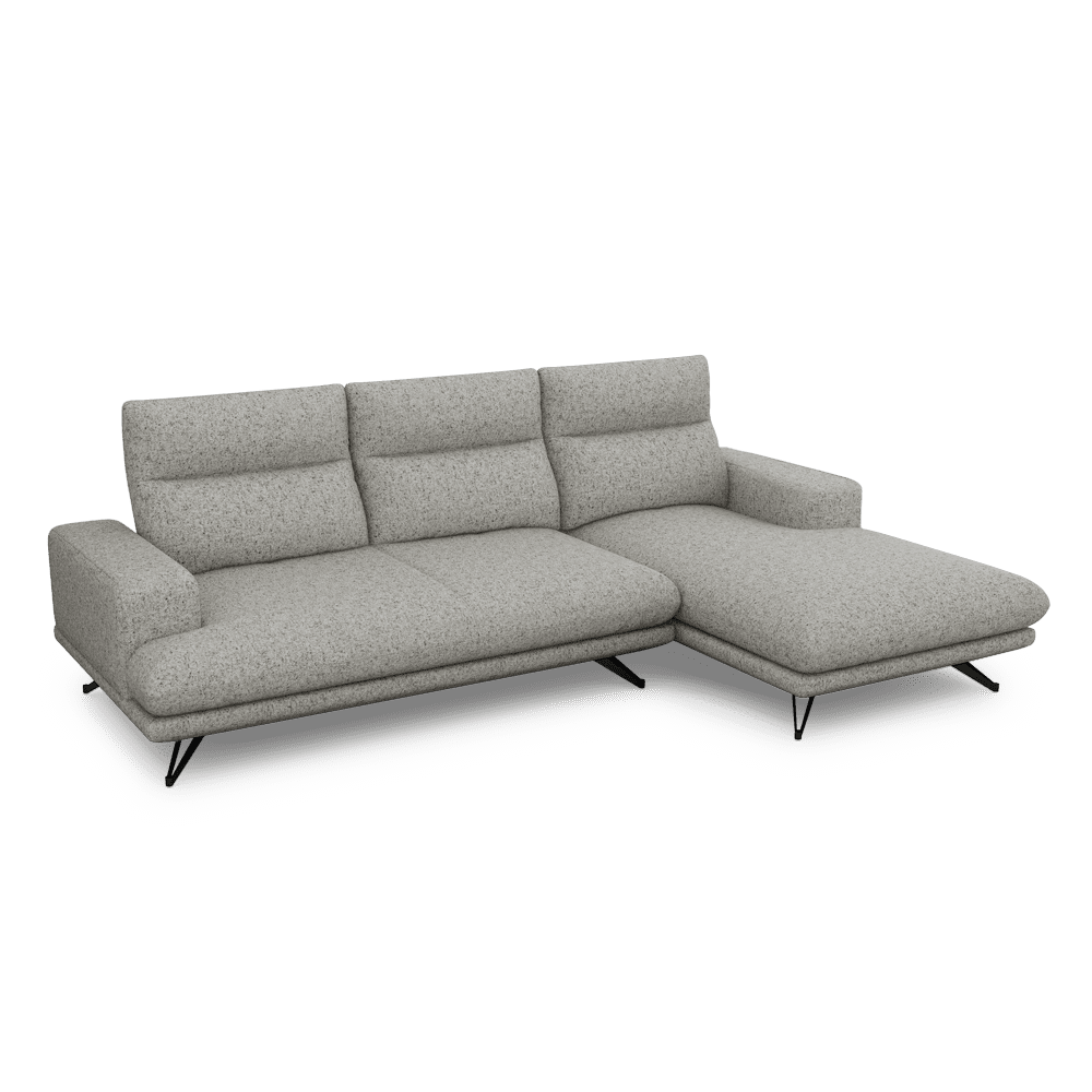 GAVORA – Push-Back Fabric Sofa with Adjustable Backrest (L-Shaped-Right)