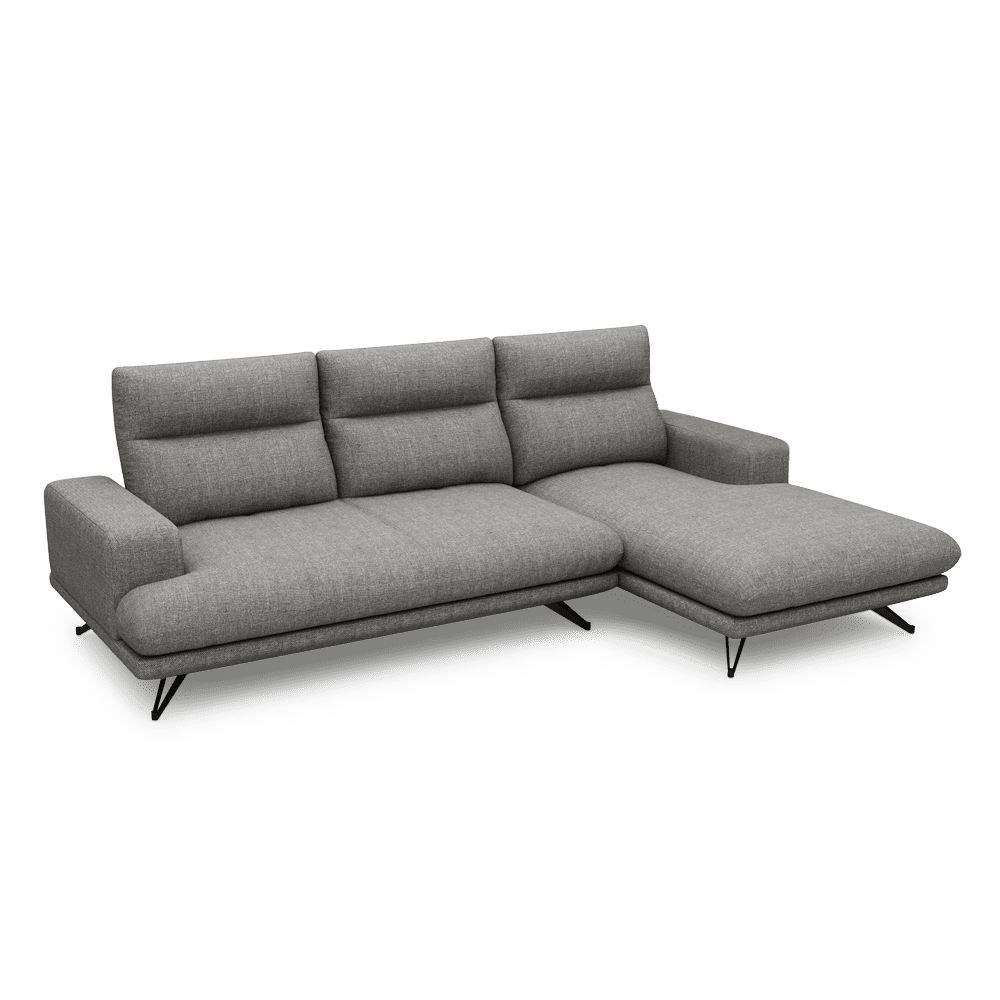 GAVORA – Push-Back Fabric Sofa with Adjustable Backrest (L-Shaped-Right)