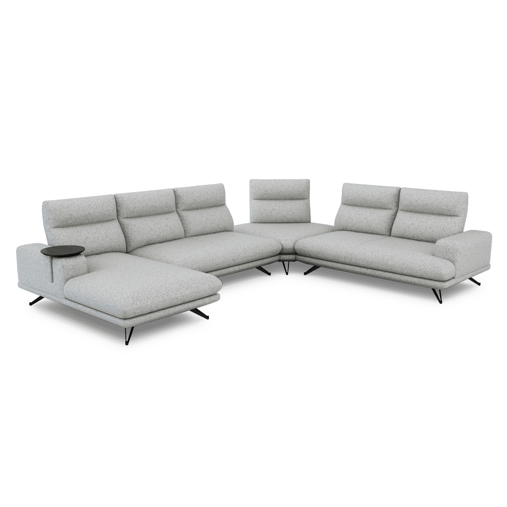 GAVORA – Push-Back Fabric Sofa with Adjustable Backrest (Left Corner)