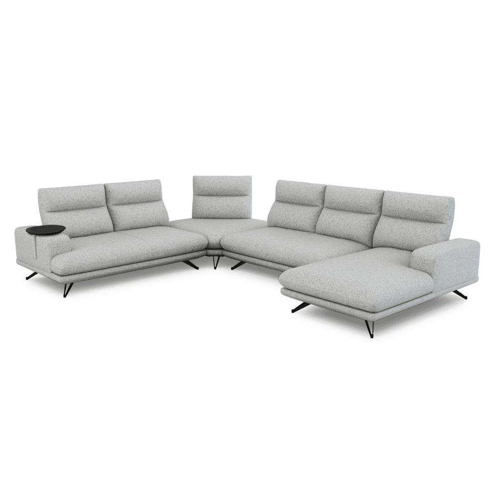 GAVORA – Push-Back Fabric Sofa with Adjustable Backrest (Right Corner)