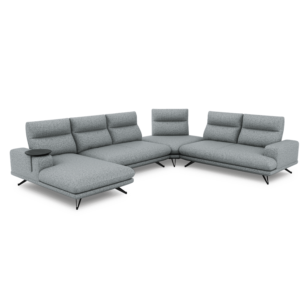 GAVORA – Push-Back Fabric Sofa with Adjustable Backrest (Left Corner)