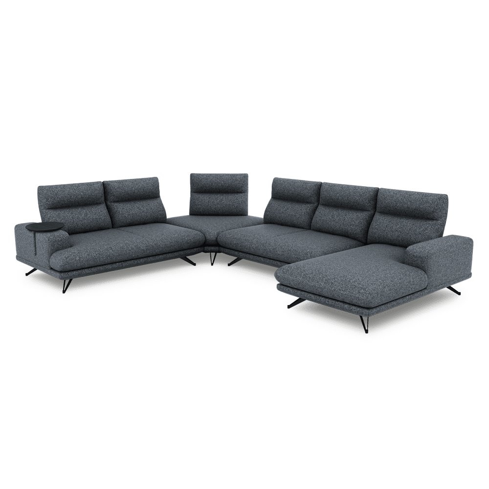 GAVORA – Push-Back Fabric Sofa with Adjustable Backrest (Right Corner)