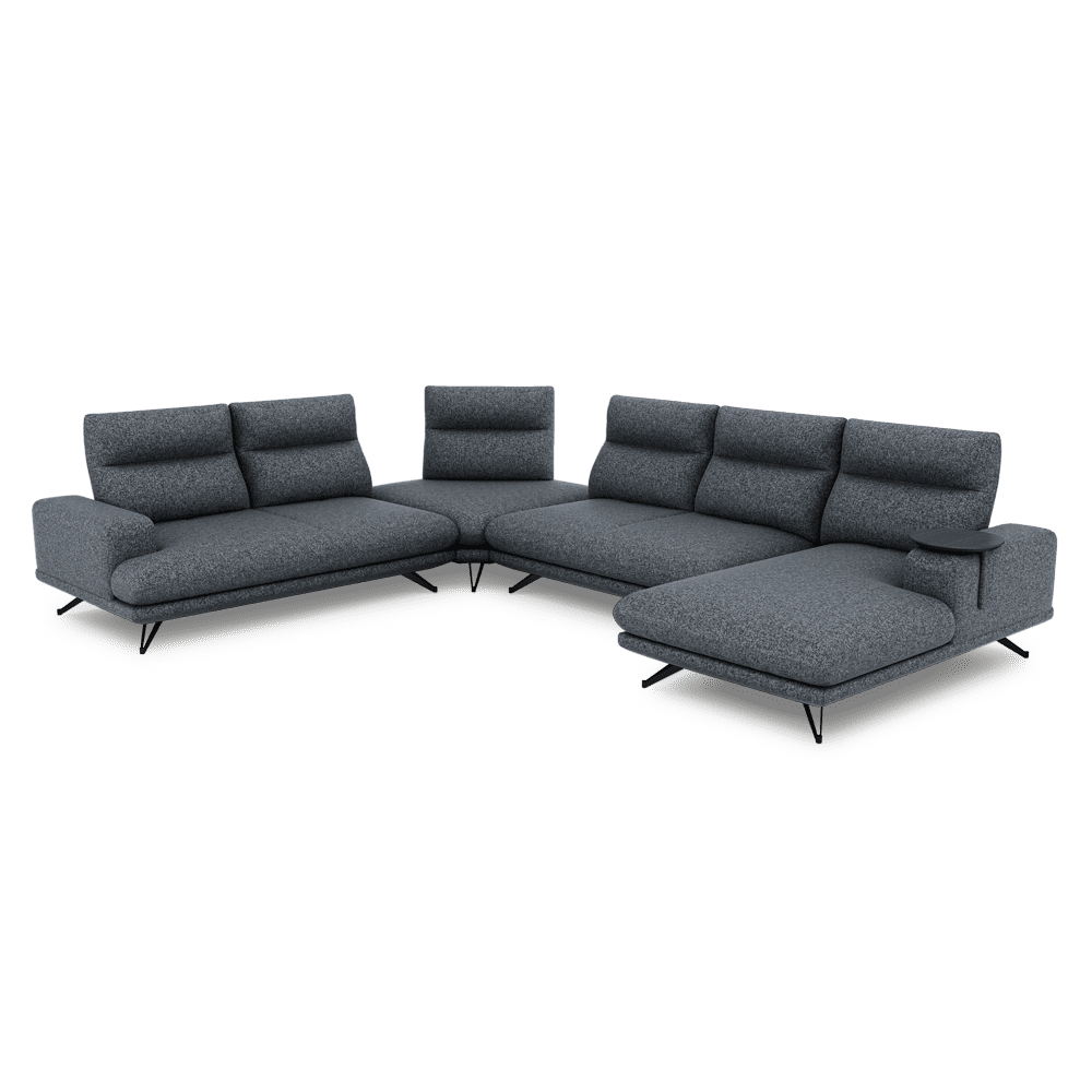 GAVORA – Push-Back Fabric Sofa with Adjustable Backrest (Right Corner)