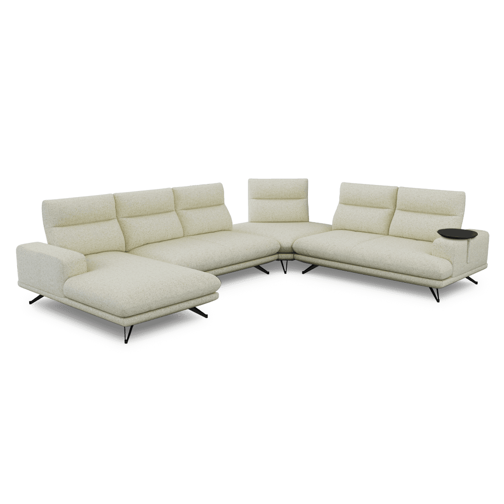 GAVORA – Push-Back Fabric Sofa with Adjustable Backrest (Left Corner)