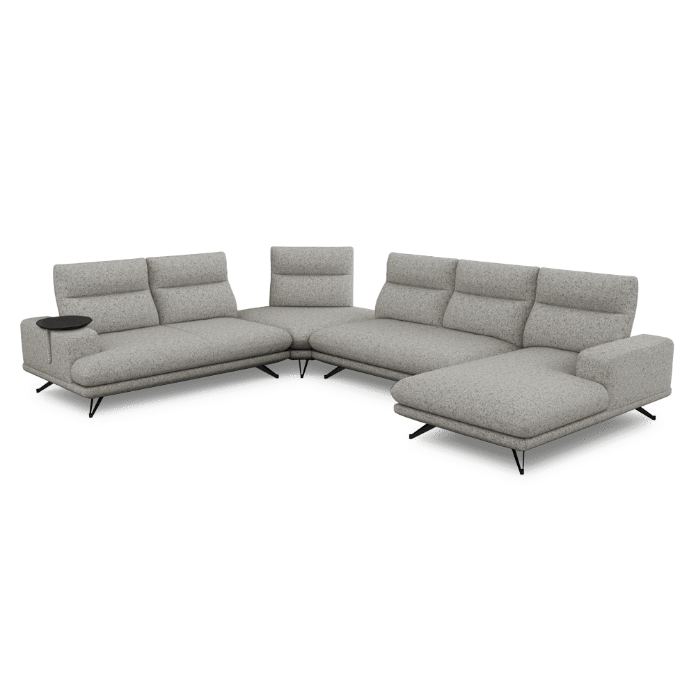 GAVORA – Push-Back Fabric Sofa with Adjustable Backrest (Right Corner)