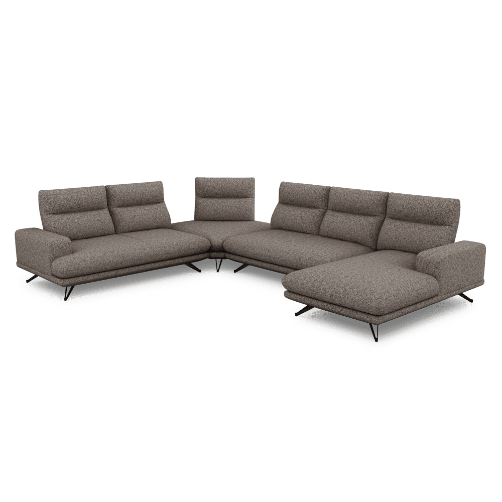 GAVORA – Push-Back Fabric Sofa with Adjustable Backrest (Right Corner)