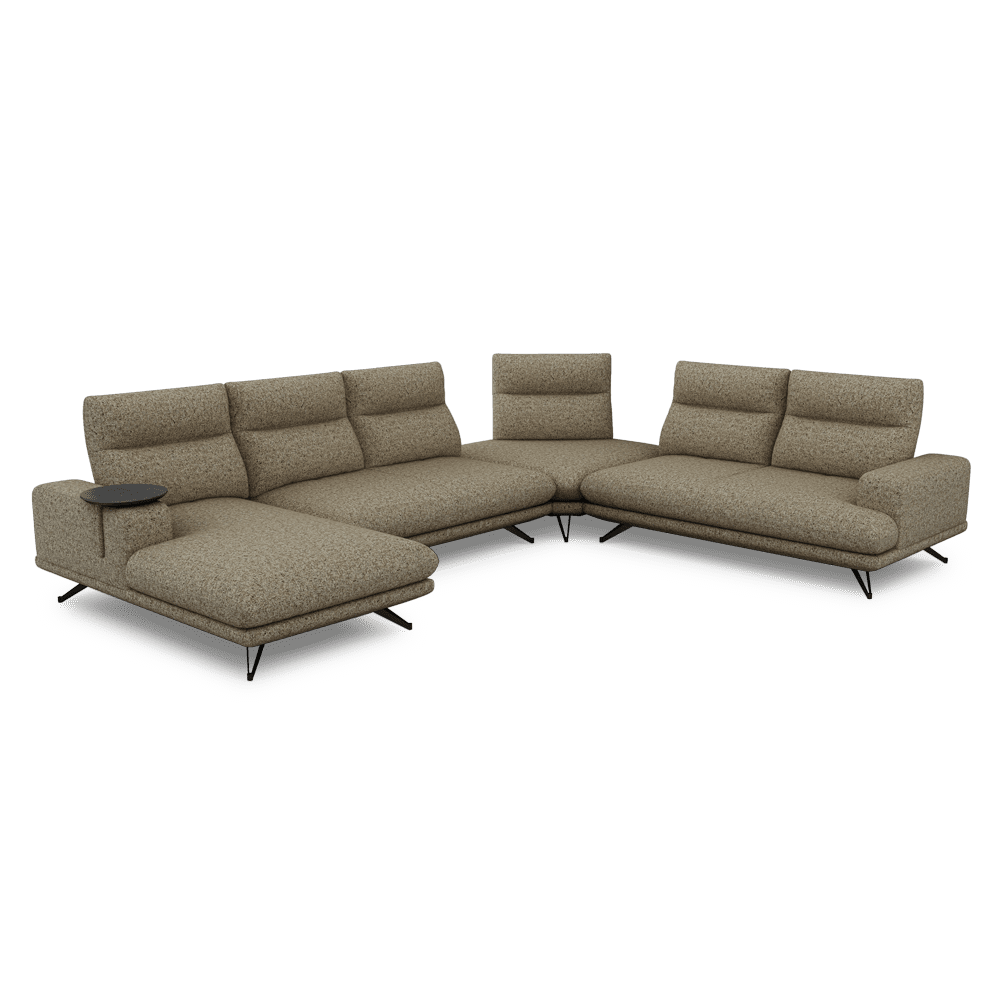 GAVORA – Push-Back Fabric Sofa with Adjustable Backrest (Left Corner)