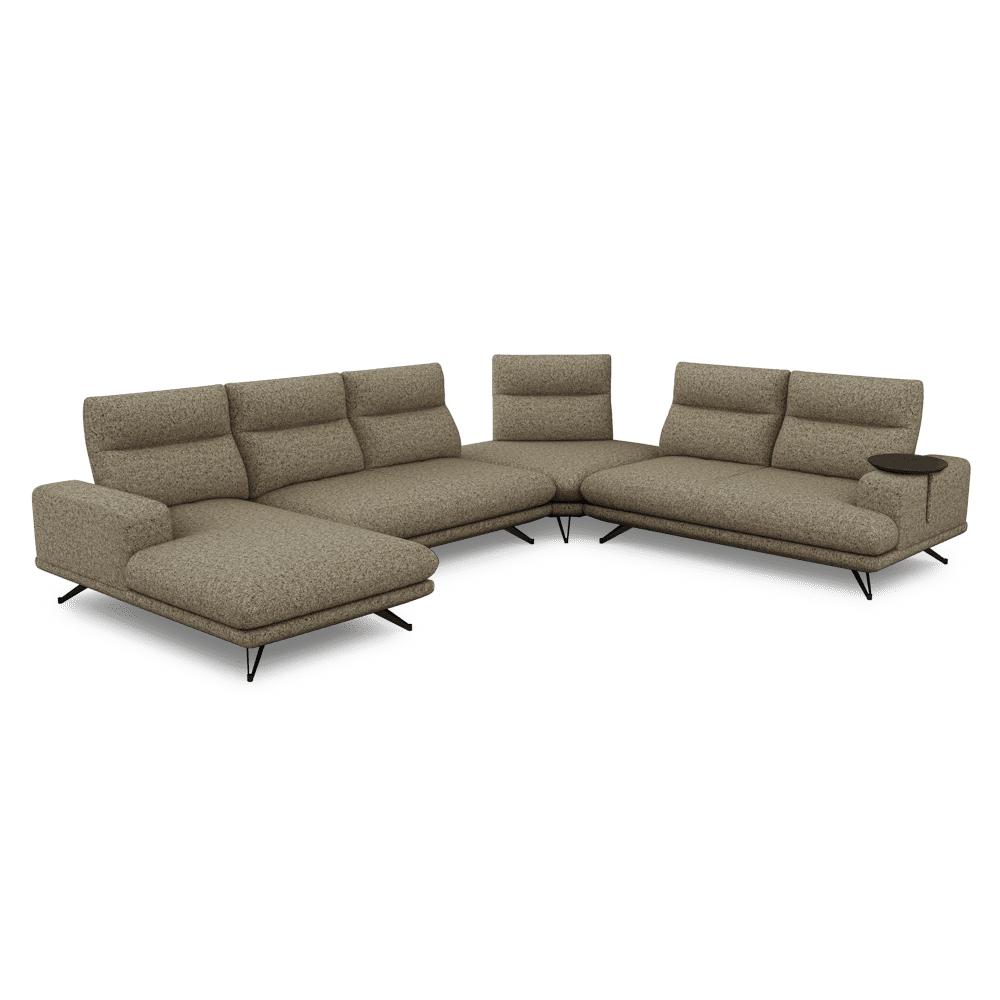 GAVORA – Push-Back Fabric Sofa with Adjustable Backrest (Left Corner)
