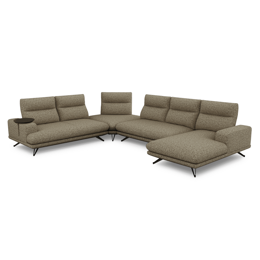 GAVORA – Push-Back Fabric Sofa with Adjustable Backrest (Right Corner)