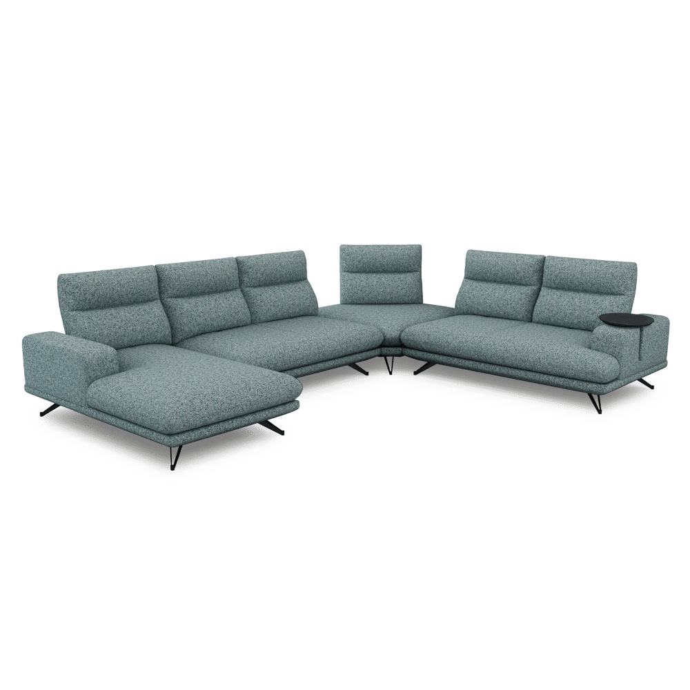 GAVORA – Push-Back Fabric Sofa with Adjustable Backrest (Left Corner)