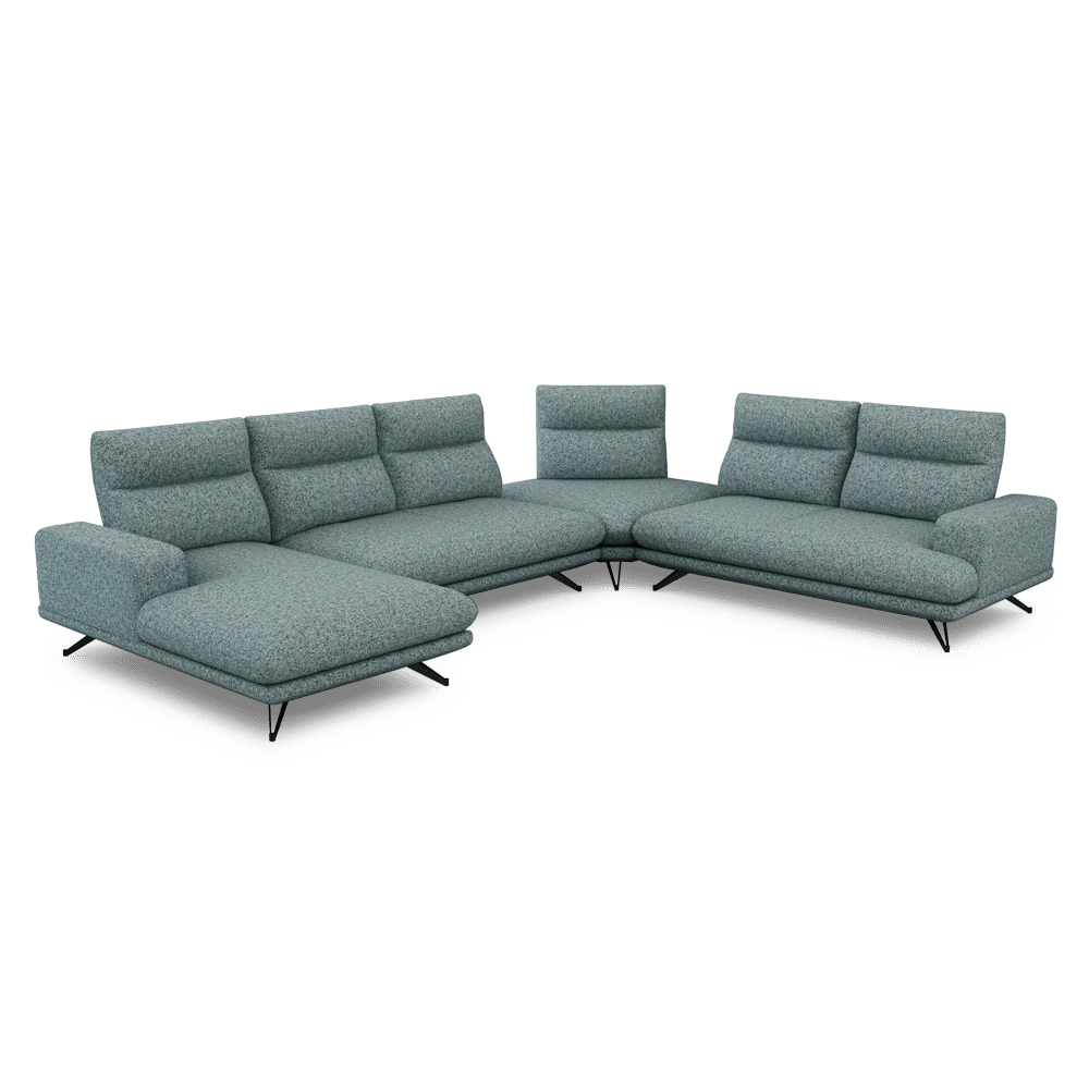 GAVORA – Push-Back Fabric Sofa with Adjustable Backrest (Left Corner)