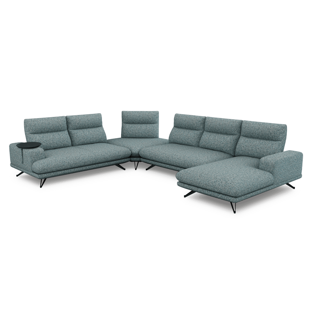 GAVORA – Push-Back Fabric Sofa with Adjustable Backrest (Right Corner)